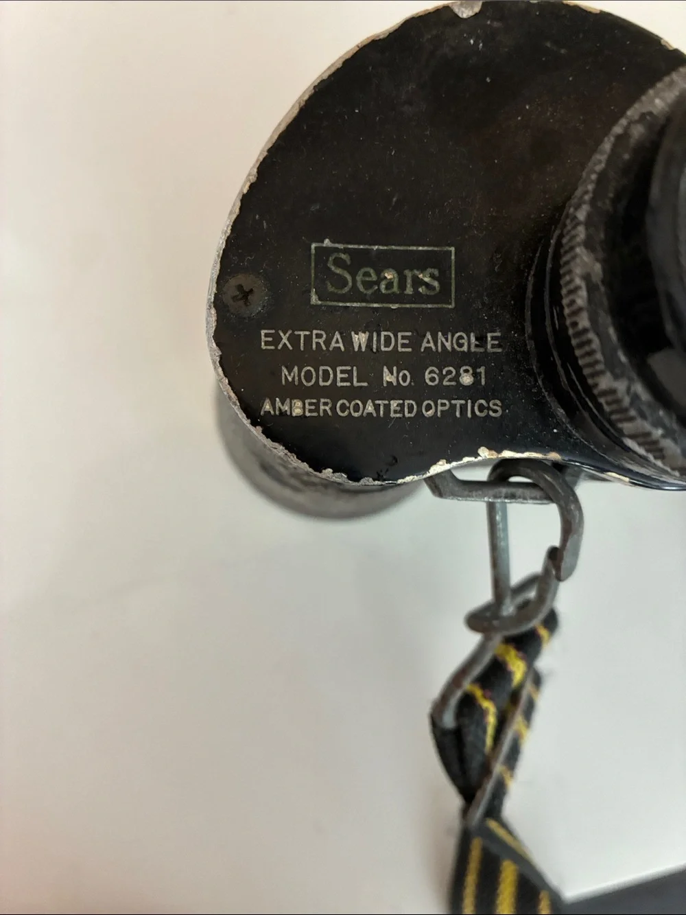 Sears Black Binoculars with Black and Yellow Strap